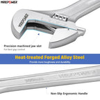 MAXPOWER 4-Pc Adjustable Wrench 6" 8" 10" 12", Smooth Parallel Jaw - size: 6" 8" 10" 12"
