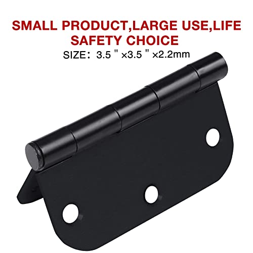 TDCHINGES Rounded Door Hinges Matte Black 3.5 Inch Heavy Duty Thick 2.2mm - color: Matte Black-Rounded, size: 4 Pack-no squeak