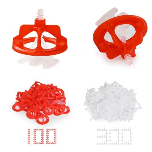 Tile Leveling System 1/8", 300 Pcs Tile Spacers and 100 Pcs Red Cap - size: 1/8 Inch 300Base+100Caps