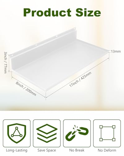 2 Pack 17×8 Inch Metal Slatwall Shelves, White - style: 2 Pack White