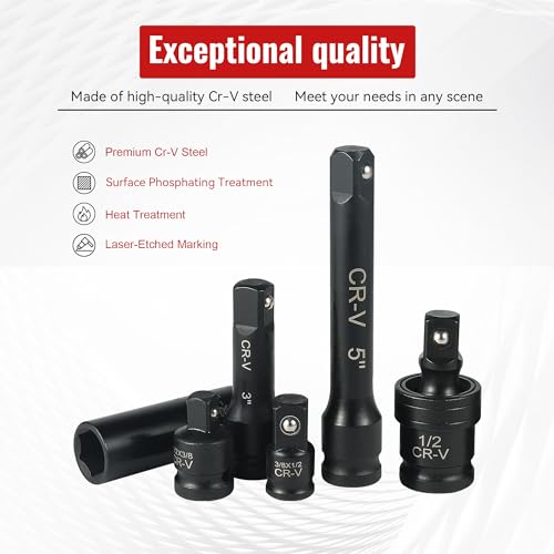 Reniteco 25-Piece 1/2" Drive Socket Set, Metric 10mm-32mm, 6-Point, Cr-V - size: 25 PCS-1/2"