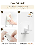 GWAAZXGZ Square Self Adhesive Towel Hooks - 2 Pack White Metal Hooks - color: White, size: 2 Pack
