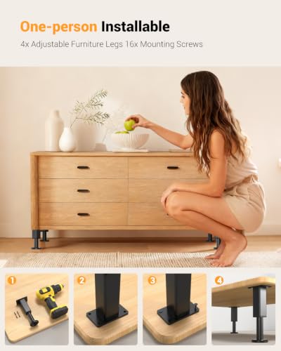Furniture Legs 4 Pcs, Adjustable Metal Replacement Feet, 4.8-7.8 in - size: 4.8-7.8 inch