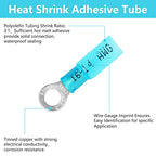 200PCS Heat Shrink Ring Terminals, Marine Grade - size: AWG(16-14)