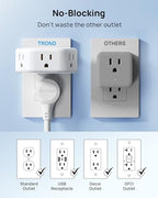 TROND 360 Rotating Plug Outlet Extender for Bathroom, 2 Pack - color: White, size: 3AC-3 Prong (Rotating Plug), 2 Pack