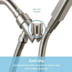 OFFO Shower Head Holder All Metal for Handheld Shower Head, Brushed Nickel Adjustable Shower Arm Mount with Solid Brass Pivot Ball, 1/2 in IPS Female Inlet and Male Outlet - color: Brushed Nickel