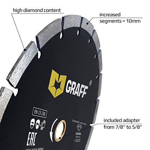 6 Inch Diamond Blade for Angle Grinder — Diamond Cutting Wheel for Cutting Stone, Marble, Granite, Brick, Masonry, Paving Flag, Concrete — Diamond Saw Blades Segment Height 0.394” (10 mm) — GRAFF - size: Ø 6 Inch Segment, style: Diamond Segment Blades