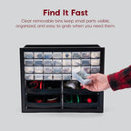 IRIS USA 32-Drawer Organizer with 4 Bins and Dividers, Garage Tool, Black - color: Black, size: 32 Drawer + 4 Bin