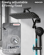 Shower Head with Handheld,High Pressure Black Slide Bar Shower Head - color: C-Matte Black, style: Rectangular 12"