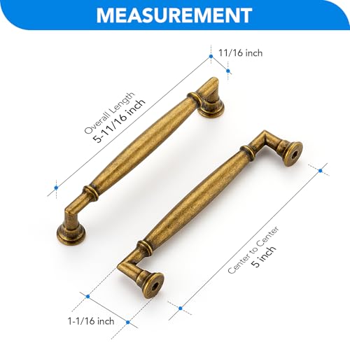 HOME EDIT Antique Brass Cabinet Handles 5 Inch Pulls 10 Pack - color: Antique Brass, size: 5 inches Hole Center