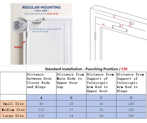 Commercial Grade Hydraulic Door Closer Large Size, Heavy Duty No Slam with Hold Open, Silver - size: Large, style: Silver