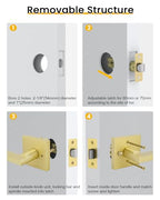 Goldenwarm Brushed Gold Door Handles Interior, Privacy Door Handle 6 Pack - color: Brushed Gold