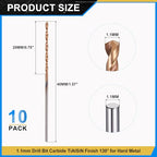 PATIKIL 1.1mm Drill Bit Carbide for Stainless Steel Hard Metal 130° 10 Pack - size: 1.1mm
