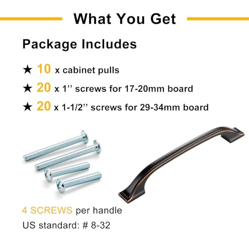 Oil Rubbed Bronze Cabinet Pulls 3-3/4 Inch Drawer Pull 10 Pack 8222 - color: Oil Rubbed Bronze, size: 3-3/4 Inches, style: 10 Pack Arch Pull