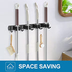 IMILLET Broom Holder Wall Mount,Heavy Duty Garage Organization Broom Hanger - color: 4 Racks with 5 Hooks, size: 1 Pack