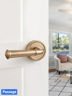 Door Handle Champagne Bronze Passage Door Door Lever, 1 Pack - color: Champagne Bronze