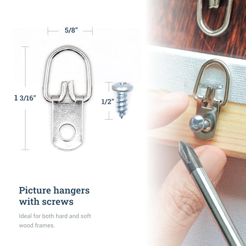 PHS D-Ring Picture Hangers, Holds 10 lb, 100 Pack with Screws - size: 100 Pack