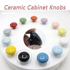 10-Pack Ceramic Cabinet Knobs Black 32mm Round Drawer Pull - color: Black