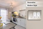 Henne Bery Soft Modern Decorative Wall Plate Switch Plate Outlet Cover (Double Decorator/Single Toggle, Satin Nickel) - style: Double Decorator/Single Toggle