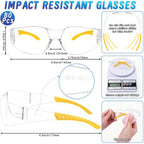 80 PCS Safety Glasses Bulk Unisex, ANSI Z87.1 Clear Protective Eyewear - color: Yellow