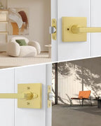 Goldenwarm Brushed Gold Door Handles Interior, Privacy Door Handle 6 Pack - color: Brushed Gold