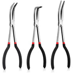 3 Pcs 11 Inch Needle Nose Pliers Set 25° 45° 90° Bent Nose Pliers for Commodity Production, Hardware Bending and Electronic Assembly