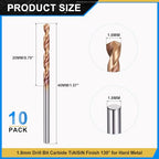 PATIKIL 1.8mm Drill Bit Carbide for Stainless Steel Hard Metal 130° 10 Pack - size: 1.8mm