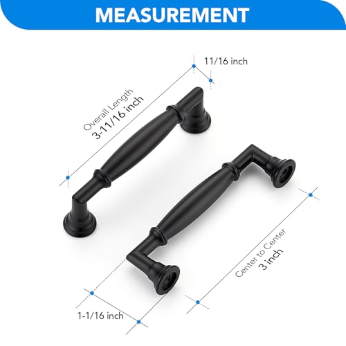 HOME EDIT Matte Black Cabinet Handles 3 Inch Pulls 10 Pack - color: Matte Black, size: 3 inches Hole Center