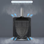 Sellemer Silicone Toilet Brush, Ventilation Slots Base Holder 2 Pack, Black - color: Black-2pcs