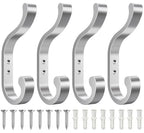 Coat Hooks Wall Mount,Heavy Duty Wall Hooks for Backpack,Towel,Silver 4 Pcs - color: Silver, size: 4 Pack