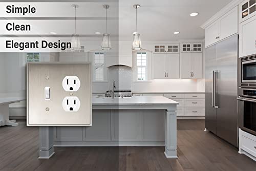 Henne Bery Soft Modern Decorative Wall Plate Switch Plate Outlet Cover (Toggle/Duplex, Satin Nickel) - style: Toggle/Duplex