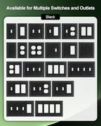 2-Pack Natural Bamboo Fiber Combo Blank/Toggle Light Switch Cover Plate - color: Matte Black, size: 1 Blank/1 Toggle 2PK