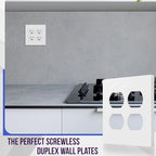 ENERLITES Screwless Double Duplex Outlet Covers Wall Plate, 1 Pack, White - color: White, size: Screwless