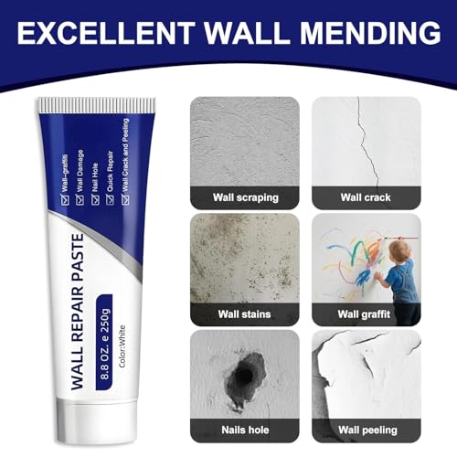 2PCS Drywall Repair Kit with Scraper, Wall Repair Paste Tube Kit with Scraper, Quick Drying Wall Mending Agent for Holes & Cracks, Multi-Functional Drywall Patch Paste Repair Kits for Home DIY