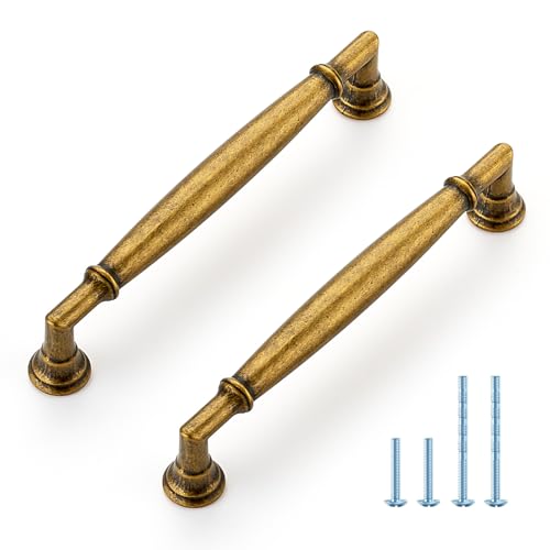 HOME EDIT Antique Brass Cabinet Handles 5 Inch Pulls 10 Pack - color: Antique Brass, size: 5 inches Hole Center