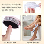 Foot Scrubber Brush with Pumice Stone for Feet Callus Remover Pedicure Tool - color: White