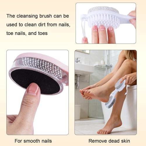 Foot Scrubber Brush with Pumice Stone for Feet Callus Remover Pedicure Tool - color: White