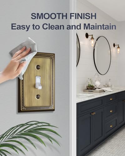Switch Plates Outlet Covers, 4-Pack Antique Brass Metal Wall Plates - color: Antique Brass, size: 1 Toggle 4PK