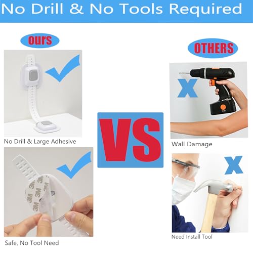 YEYA No Drill Anti tip Furniture Straps Wall Anchors 4 Pack - size: Upgraded 4P