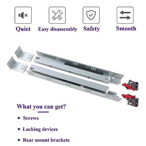 Undermount Soft Close Drawer Slides 15 Inch 6 Pairs Full Extension - size: 15 Inch