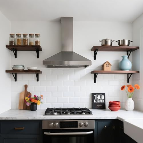 10 Pack L16 x H 10" Heavy Duty Shelf Brackets with Screws Open Floating Shelving Bracket L Brackets Black Metal Shelf Brackets for Shelves, Room, Pantry,Garage - size: L 16" x H 10" x W 1", style: 10 Pack-Black
