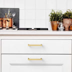 10 Pack 3 Inch(76mm) Gold Cabinet Pulls, Kitchen Hardware - color: Gold, size: 3"/76MM Hole Center, style: 10 Pack