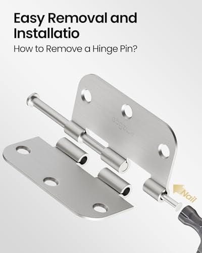 Door Hinges Brushed Nickel 42 Pack 3.5 Inch Rounded 5/8" Radius - color: Brushed Nickel, size: 42 Pack