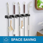 IMILLET Broom Holder Wall Mount,Heavy Duty Garage Organization Broom Hanger - color: 5 Racks with 4 Hooks, size: 1 Pack