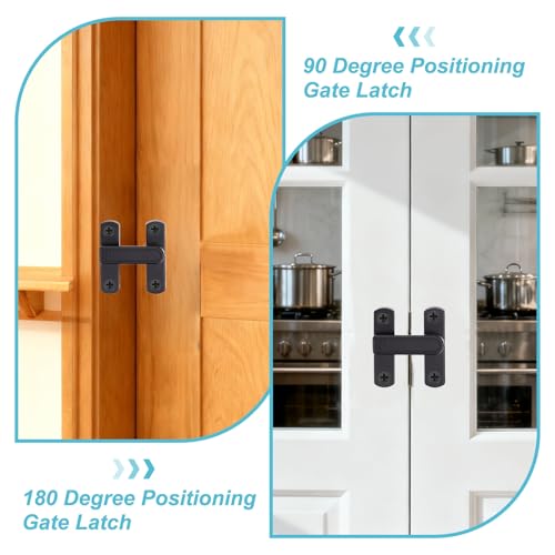 uxcell 2Pcs Barn Door Lock, Zinc Alloy 90/180 Degree Flip Gate Latches, Adjustable Security Sliding Door Latch Lock with Screws for Cabinet, Bathroom, Window, Garden, Black with Sticker - color: Black