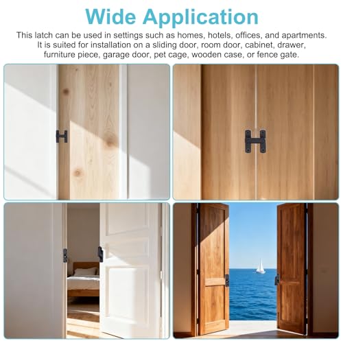 uxcell 2Pcs Barn Door Lock, Zinc Alloy 90/180 Degree Flip Gate Latches, Adjustable Security Sliding Door Latch Lock with Screws for Cabinet, Window, Garden, Black Night Light with Sticker - color: Black(Night Light)