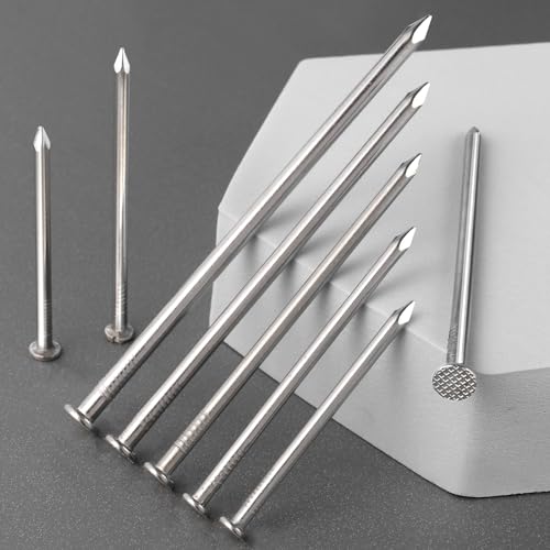 VGBUY 20PCS Stainless Steel Hardware Nails, 5 Inch Flat Head Nails for Hanging Pictures, Picture Hanging Nails, Long Nails, Wall Nails, Wood Nails, Finishing Nails - color: Silver, size: 5 Inch