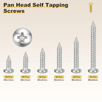 METALLIXITY Phillips Pan Head Self Tapping Screw M5 200Pcs - color: Silver tone, size: M5x12,16,20,25,30,40mm