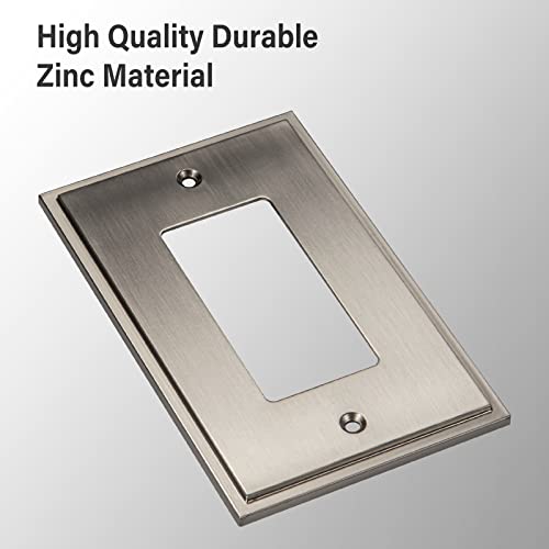 Henne Bery Soft Modern Decorative Wall Plate Switch Plate Outlet Cover (Single Decorator 3PK, Satin Nickel) - style: Single Decorator 3PK