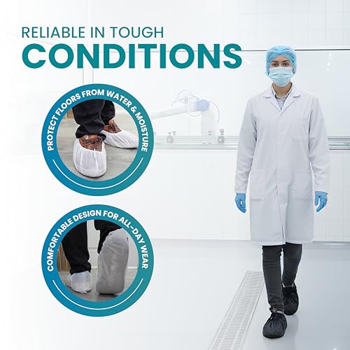 Waterproof Shoe Covers – Non-Slip, Disposable CPE Boot Covers, Black, 100 Pack - style: Black Bag of 100